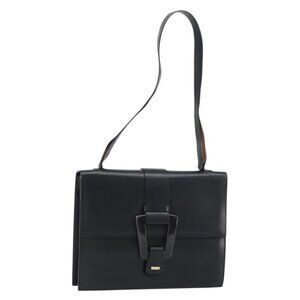 GUCCI Shoulder Bag Leather outlet Black Silver Auth bs32045